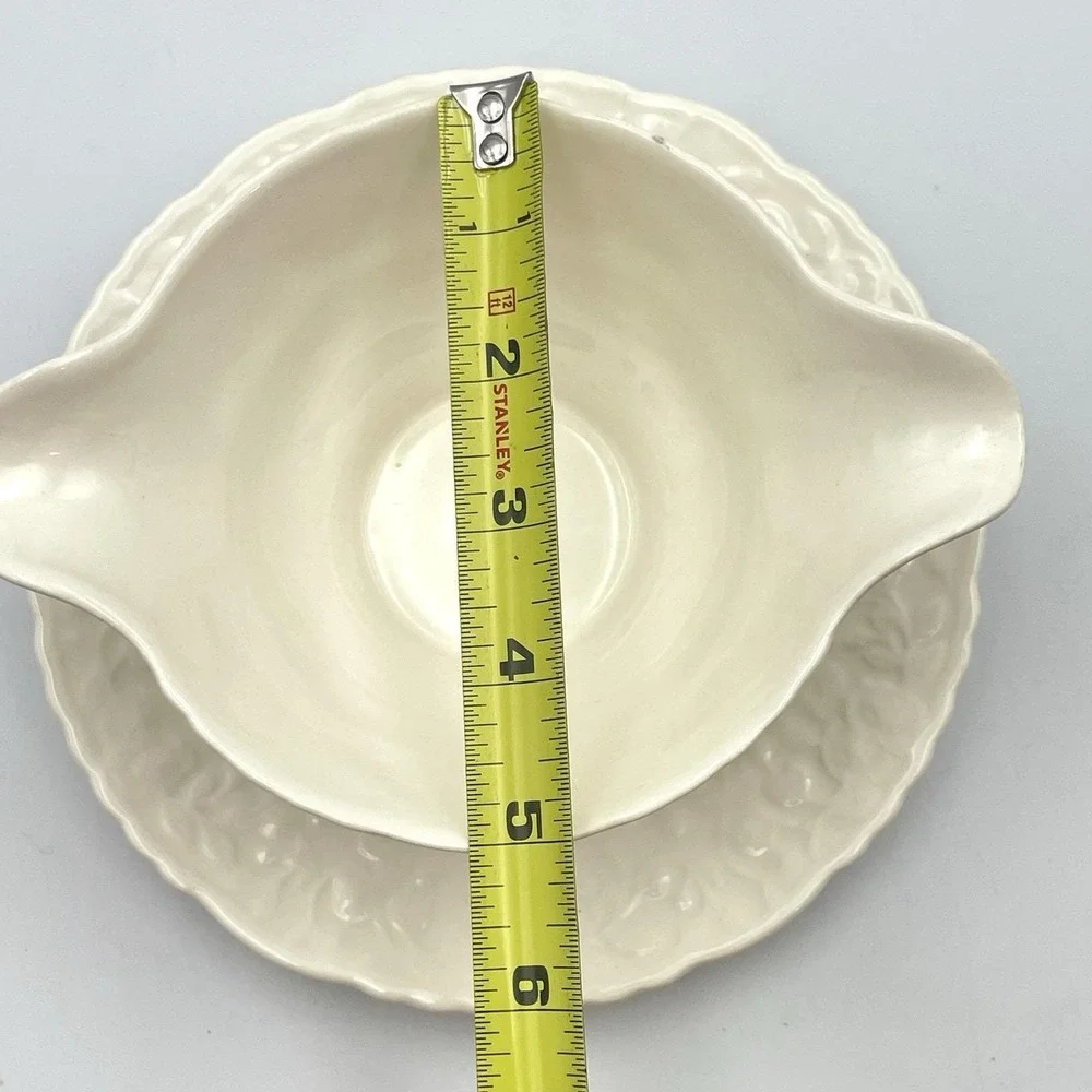 Vintage 1960s Pope Gosser China‎ Rose Point Gravy Boat Attached Underplate USA